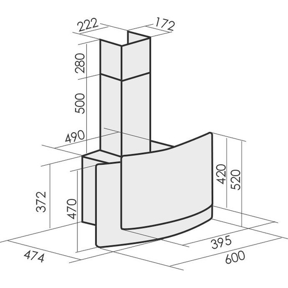Вытяжка MBS Rosalia 160 glass black (чёрное стекло) фото 2