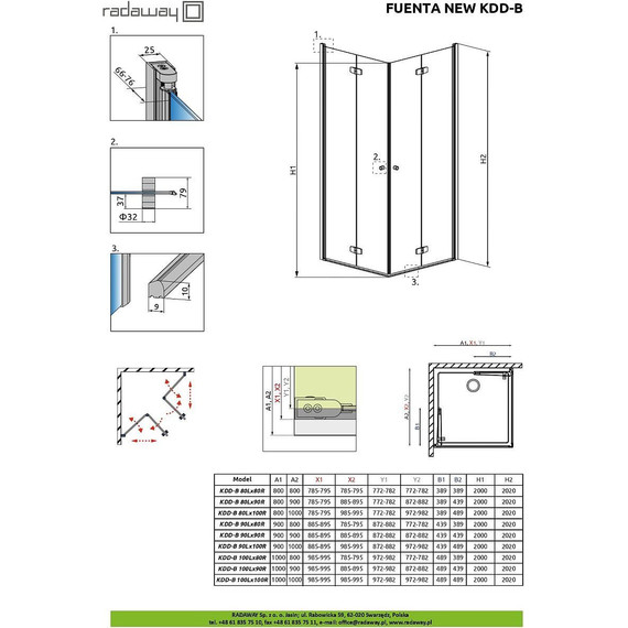 Душевое ограждение Radaway Fuenta New KDD-B 100x80 см, хром/прозрачное фото 8