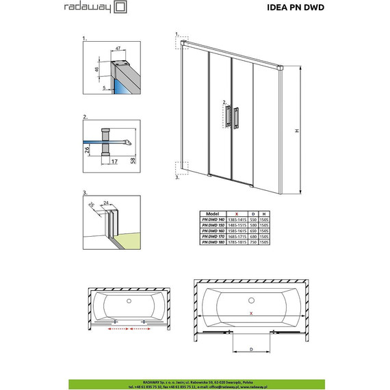 Шторка для ванны Radaway Idea Black PN DWD 150 см 10004150-54-01, черный/прозрачное фото 7