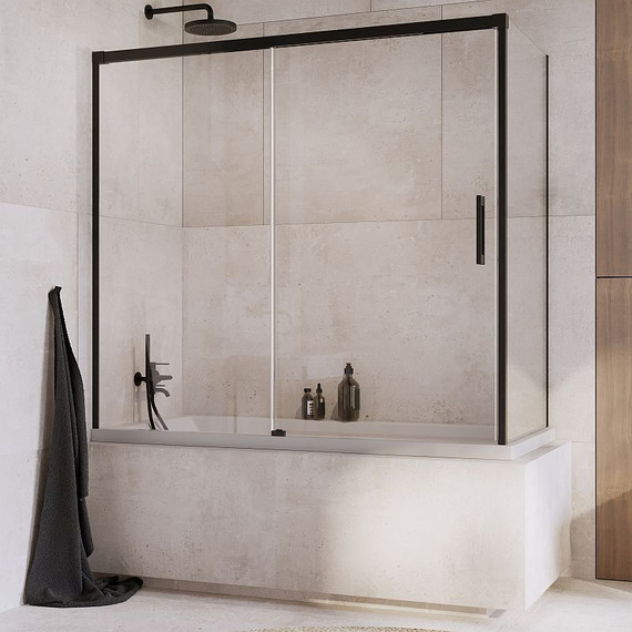 Шторка для ванны Radaway Idea Black PN DWJ+S 170x80 см L, черный/прозрачное фото 