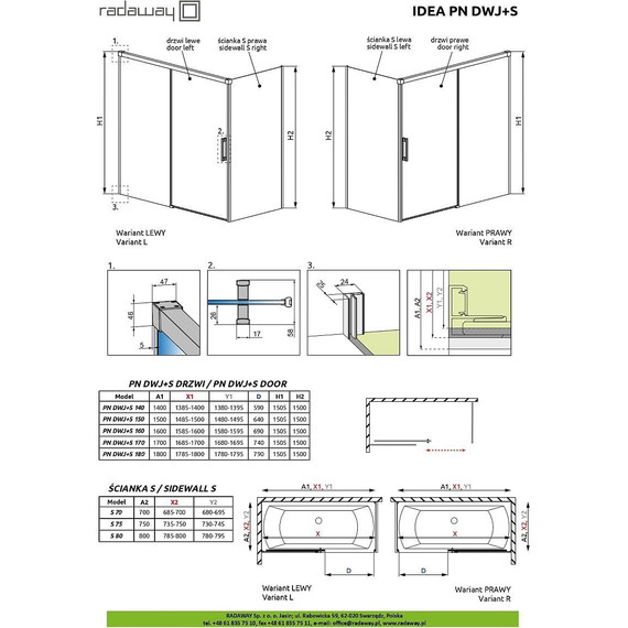 Шторка для ванны Radaway Idea Black PN DWJ+S 140x70 см L, черный/прозрачное фото 6