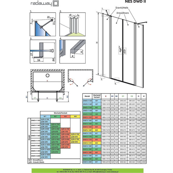 Душевая дверь Radaway Nes DWD II 200 см W1, хром/прозрачное - 8 Душевая дверь Radaway Nes DWD II 200 см W1, хром/прозрачное фото 8