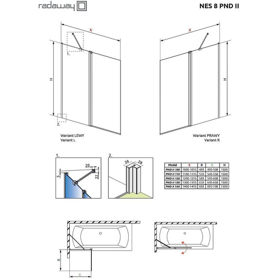 Шторка для ванны Radaway Nes 8 PND II 100 см 10088100-01-01R (стекло 8 мм), хром/прозрачное фото 4