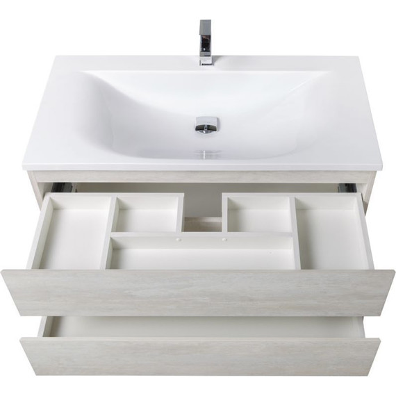 Тумба подвесная с раковиной Cezares MOLVENO-100-2C-SO-LB 100 см, Legno Bianco фото 3