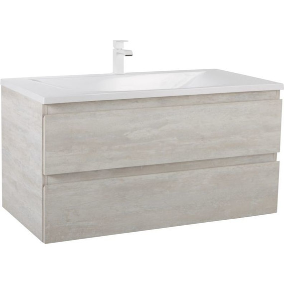 Тумба подвесная с раковиной Cezares MOLVENO-100-2C-SO-LB 100 см, Legno Bianco фото 2