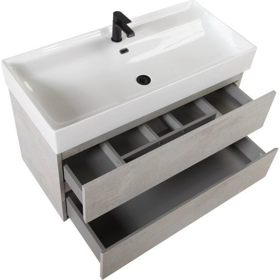 Тумба подвесная с раковиной Cezares Molveno 46-100-2C-SO-BET 100 см, Beton фото 2