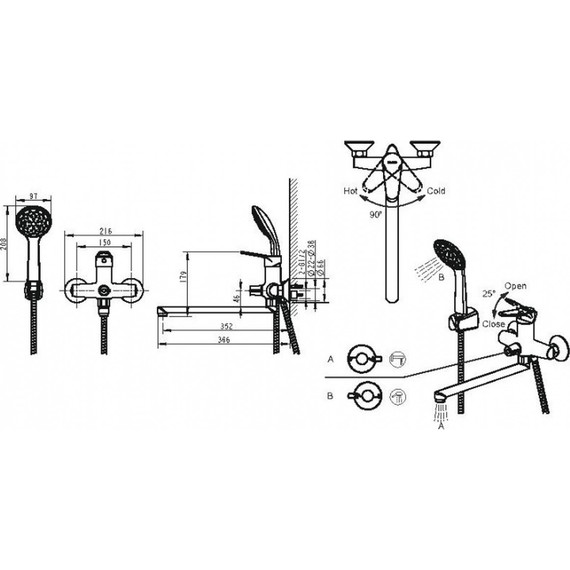 Смеситель для ванны Bravat Emeralda F6135147CP-LB-RUS фото 3