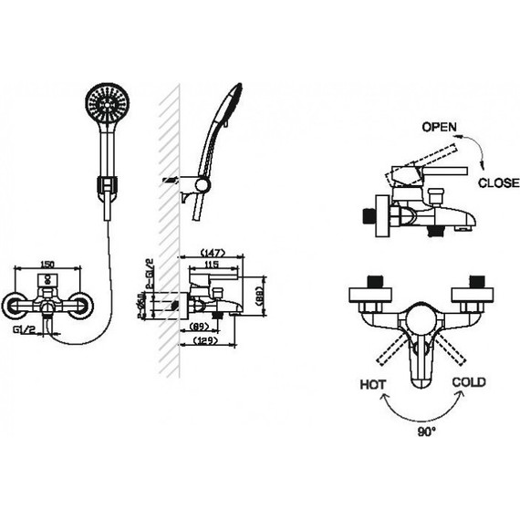 Смеситель для ванны Bravat Slim F6332366CP-01-RUS фото 2