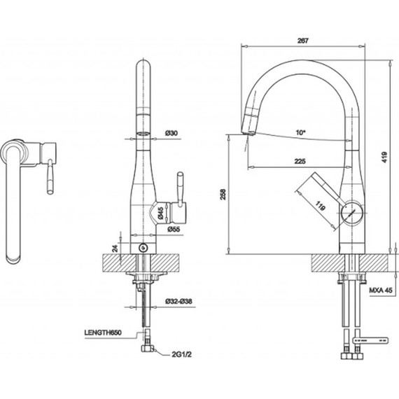 Смеситель для кухни Bravat Miranda F7164208CP-2-ENG, Цвет производителя: хром фото 2