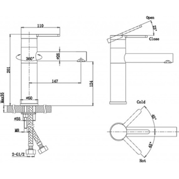 Смеситель для раковины Bravat F1410445BW-RUS, черный фото 2