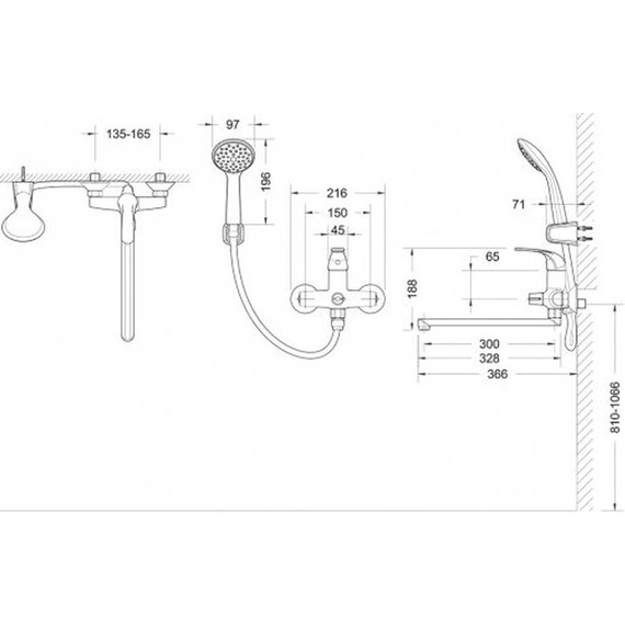 Смеситель для ванны Bravat Fit F00416C - 4 Смеситель для ванны Bravat Fit F00416C фото 4