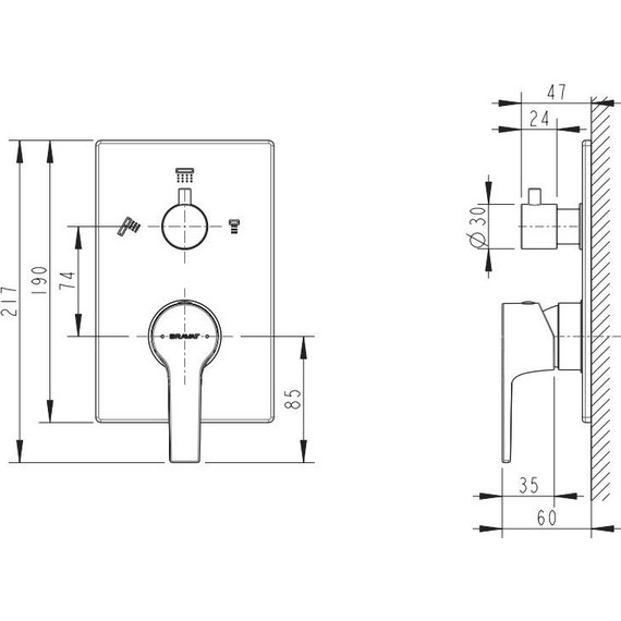 Смеситель для ванны Bravat Prolate P69218CP-3-ENG фото 2