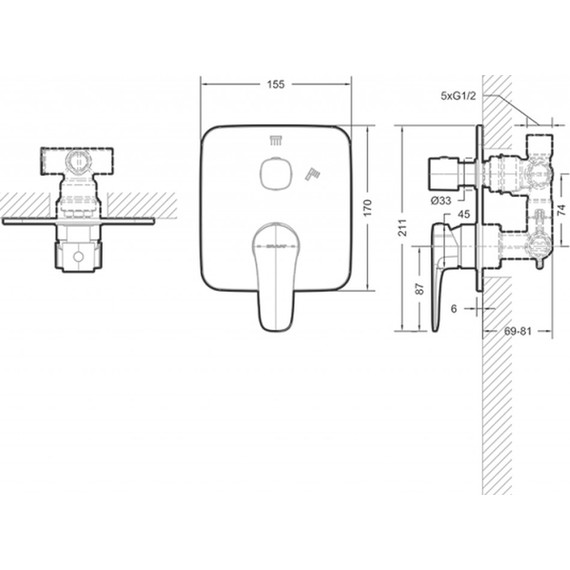 Смеситель для ванны Bravat Source PB8173218CP-2-ENG, Цвет производителя: хром фото 2