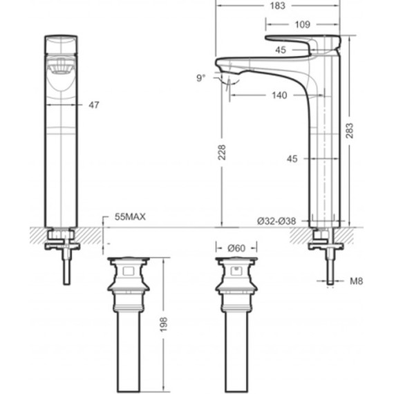 Смеситель для раковины высокий Bravat Source F1173218CP-A-ENG, Цвет производителя: хром фото 2