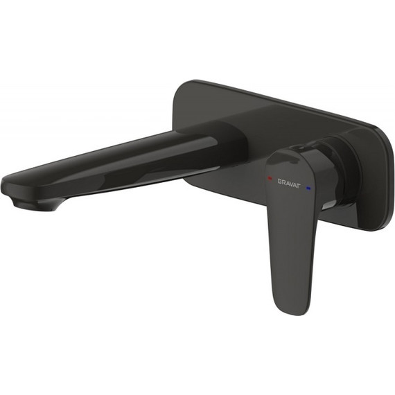 Смеситель для раковины настенный Bravat Source Black P8173218BW-ENG, черный, Цвет производителя: чёрный фото 