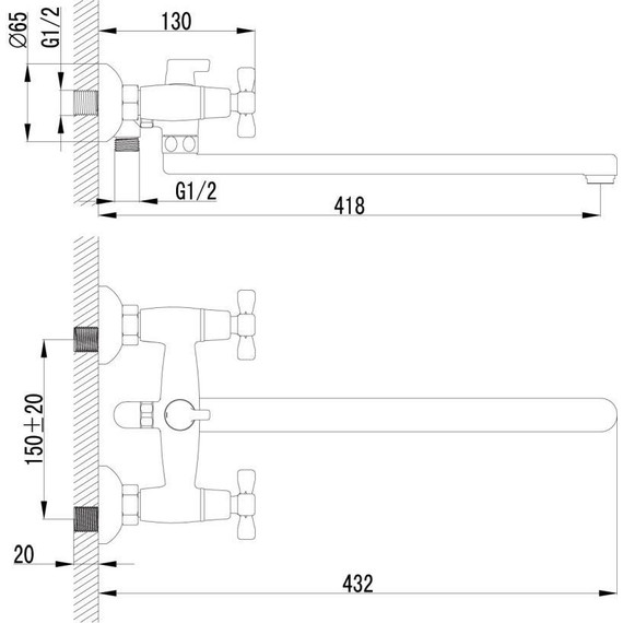 Смеситель для ванны Lemark Benefit LM2512C фото 6