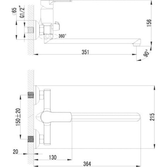 Смеситель для ванны Lemark plus Grace LM1551C фото 6