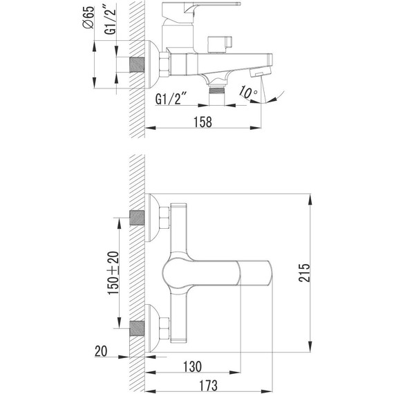 Смеситель для ванны Lemark plus Grace LM1512C - 7 Смеситель для ванны Lemark plus Grace LM1512C фото 7
