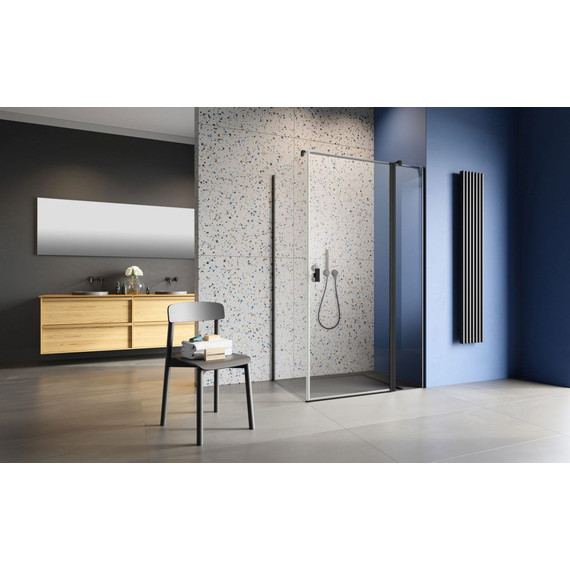 Душевое ограждение Radaway Nes 8 Black KDJ II 80x80 см R (стекло 8 мм), черный/прозрачное фото 2