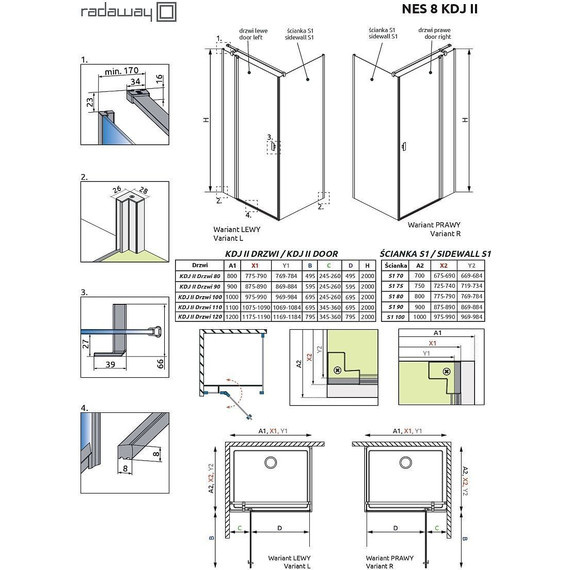 Душевое ограждение Radaway Nes 8 KDJ II 120x70 см L (стекло 8 мм), хром/прозрачное - 9 Душевое ограждение Radaway Nes 8 KDJ II 120x70 см L (стекло 8 мм), хром/прозрачное фото 9