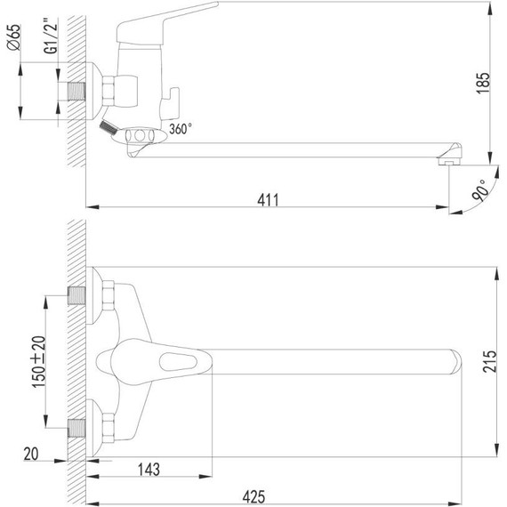Смеситель для ванны Lemark Luna LM4151C фото 2