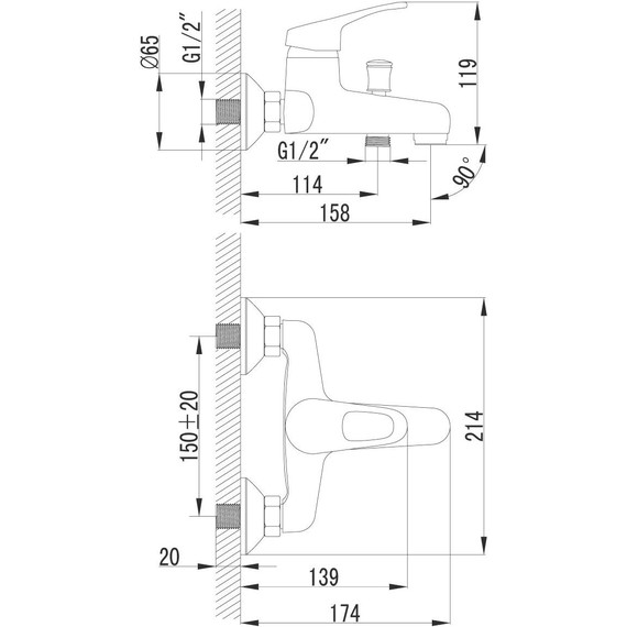 Смеситель для ванны Lemark Omega LM3102C фото 5