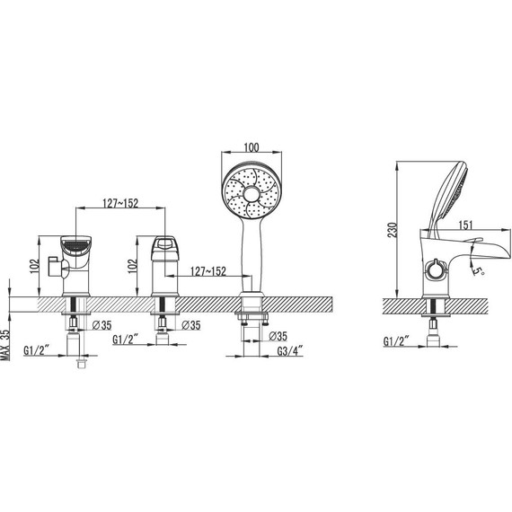 Смеситель для ванны Lemark Omega LM3145C - 3 Смеситель для ванны Lemark Omega LM3145C фото 3