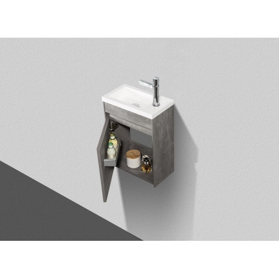 Тумба подвесная с раковиной BelBagno 40 см PIETRA MINI-400-1A-SO-SCM-L, цемент фото 2