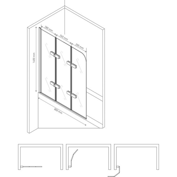 Шторка для ванны Berges Wasserhaus City 2.0 80 см 062012, хром/прозрачное фото 3