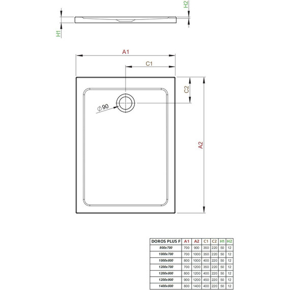 Поддон акриловый Radaway Doros Plus F 90x70 см SDRFP9070-01 фото 2