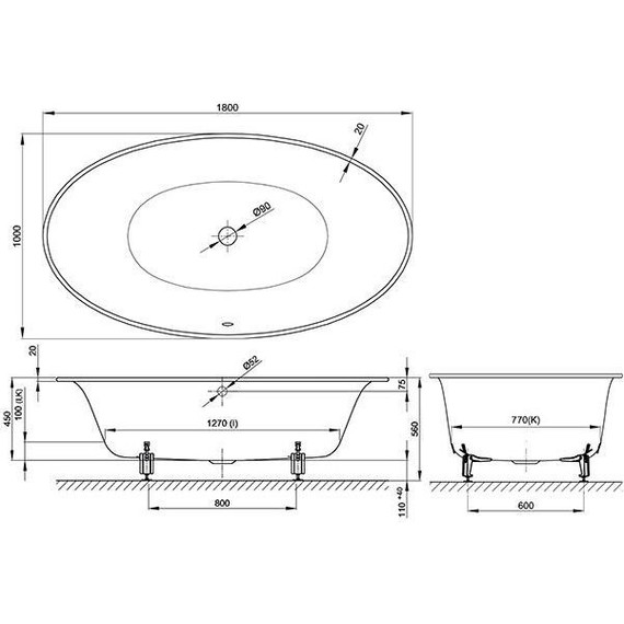 Ванна cтальная Bette Eve Oval 180х100 см 6043-000 PLUS фото 4
