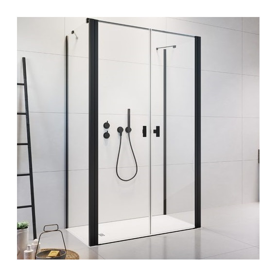 Душевое ограждение Radaway Nes 8 Black DWD+2S 100x70 см (стекло 8 мм), черный/прозрачное фото 