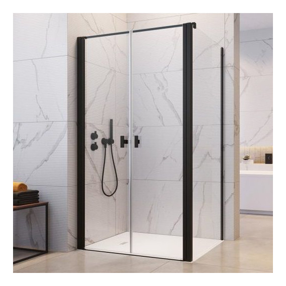 Душевое ограждение Radaway Nes Black DWD+S 100x80 см, черный/прозрачное фото 