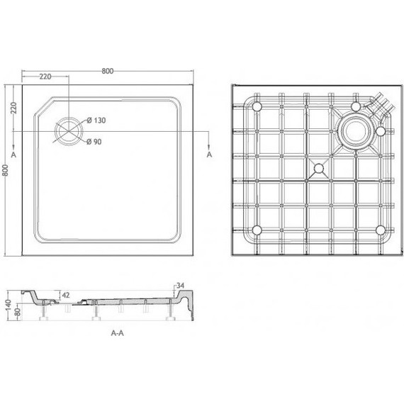 Поддон SMC Cezares TRAY-SMC-A-80-550-150-W 80x80 см фото 7