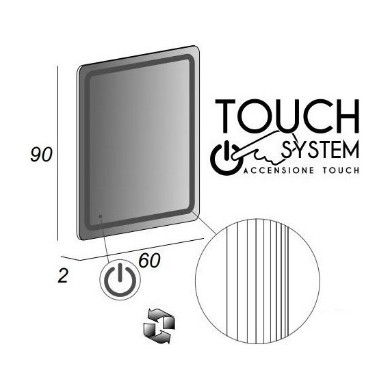 Зеркало Cezares Led 60 см 45028 фото 2