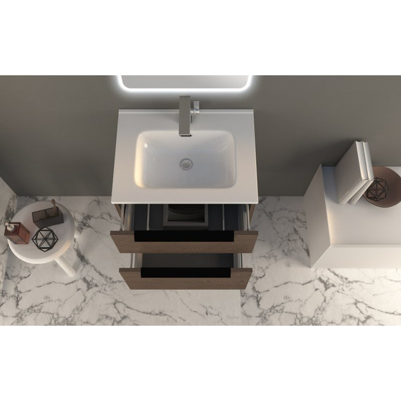 Тумба подвесная с раковиной Cezares Urban 60 см 55155, Frassino scuro фото 3