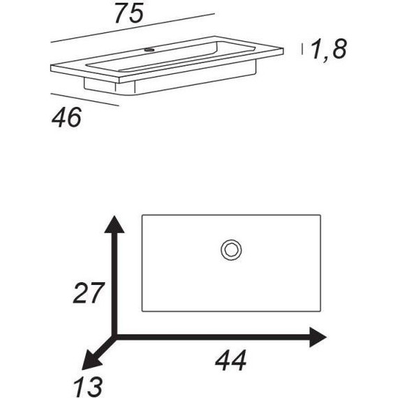 Тумба подвесная с раковиной Cezares Urban 75 см 55160, Grigio opaco фото 5