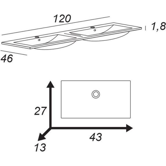 Тумба подвесная с раковиной Cezares Urban 120 см 55161, Frassino scuro фото 6