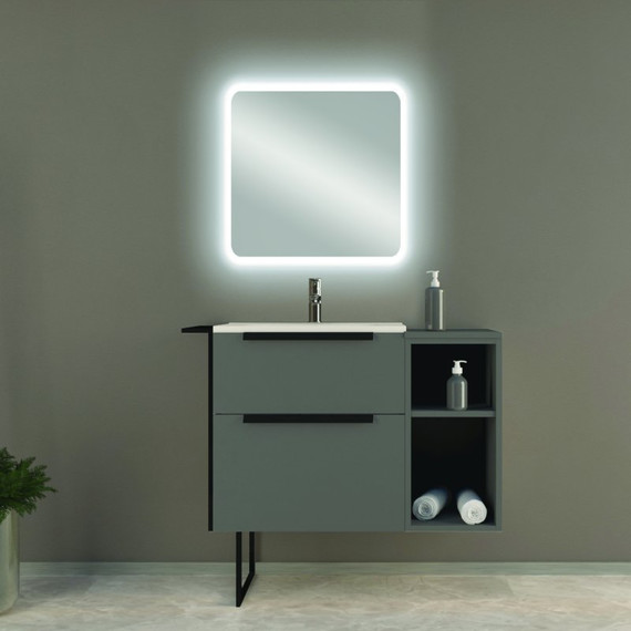 Тумба подвесная с раковиной Cezares Urban 60 см 55157, Grigio opaco фото 2