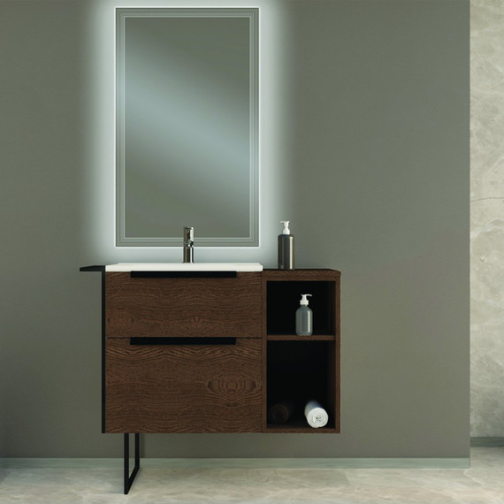 Тумба подвесная с раковиной Cezares Urban 60 см 55155, Frassino scuro фото 2