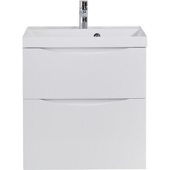 Тумба подвесная с раковиной BelBagno MARINO-H60-600-2C-SO-BL-P 60 см, Bianco Lucido фото 