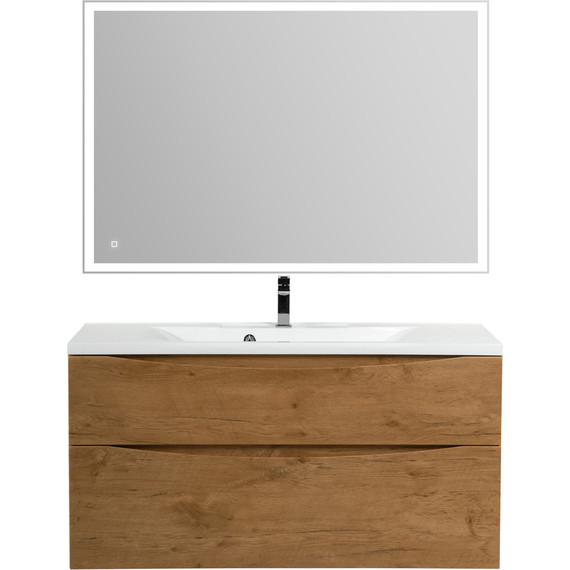 Тумба подвесная с раковиной BelBagno MARINO-H60-1000-2C-SO-RN-P 100 см, Rovere Nature фото 