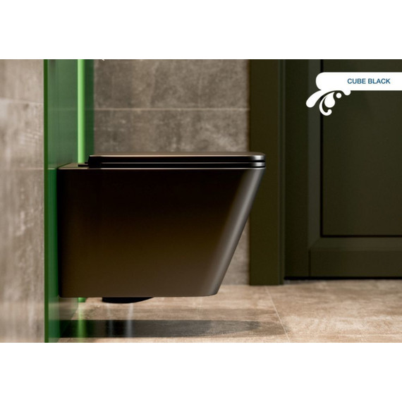 Унитаз подвесной безободковый Sole Cube 2 Black с крышкой микролифт, Цвет производителя: чёрный фото 10
