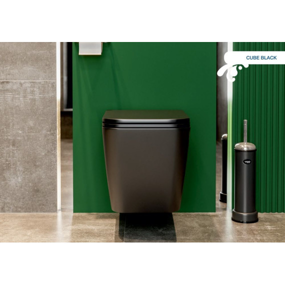 Унитаз подвесной безободковый Sole Cube 2 Black с крышкой микролифт, Цвет производителя: чёрный фото 9