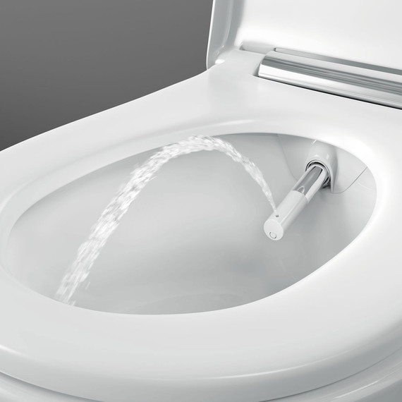 Унитаз-биде подвесной безободковый Geberit AquaClean Sela 146.224.21.1 с крышкой микролифт (панель - хром) фото 4