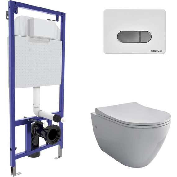 Инсталляция Berges Wasserhaus Novum с подвесным унитазом Mascon Rimless 043214 фото 