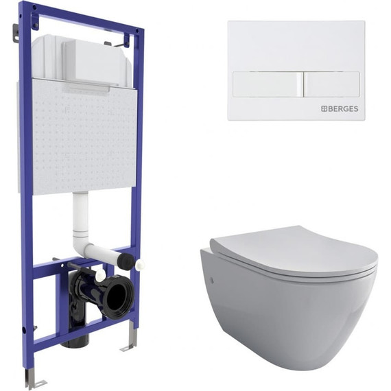 Инсталляция Berges Wasserhaus Novum с подвесным унитазом Mascon Rimless 043266 фото 