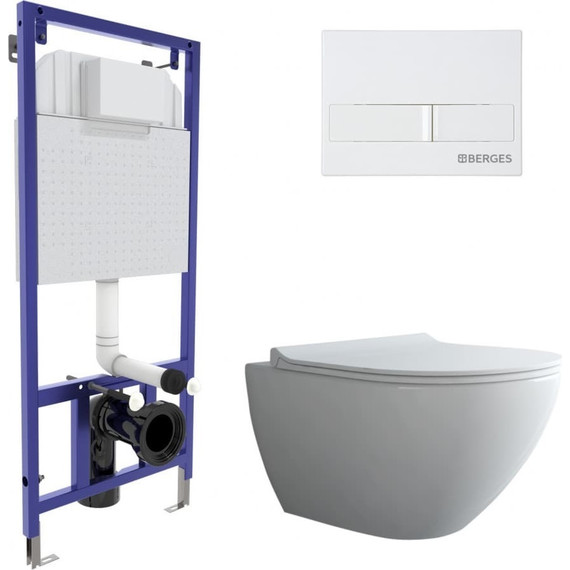 Инсталляция Berges Wasserhaus Novum с подвесным унитазом Puma Rimless 043271 фото 