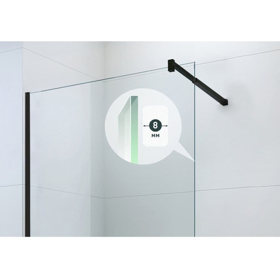 Душевая перегородка Berges Wasserhaus Sky Black 110 см 064011 (стекло 8 мм) с кронштейном в комплекте, черный/прозрачное фото 3