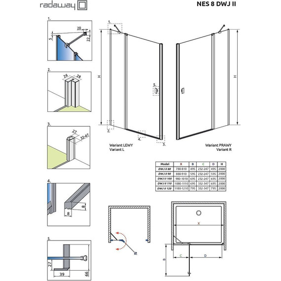 Душевая дверь Radaway Nes 8 DWJ II 80 см 10083080-01-01R (стекло 8 мм), хром/прозрачное - 7 Душевая дверь Radaway Nes 8 DWJ II 80 см 10083080-01-01R (стекло 8 мм), хром/прозрачное фото 7